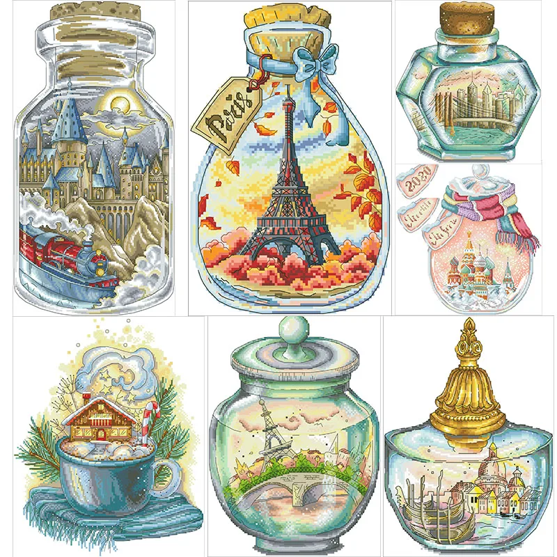 Landscape Series Cross Stitch Kits Patterns Unprinted Fabric Embroidery Needlework Sets 11 14CT DIY Sewing Craft Canvas Painting