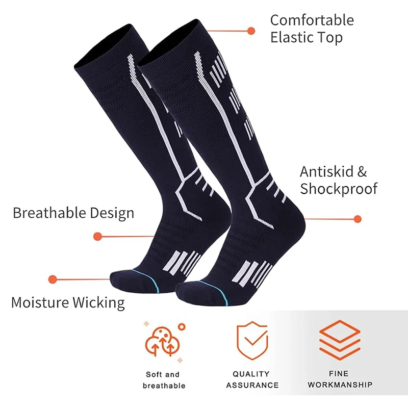 Merino Wool Socks Adult Youth Compression Socks Winter Thermal Kneed-High For Skiing,Snowboarding,Hunting