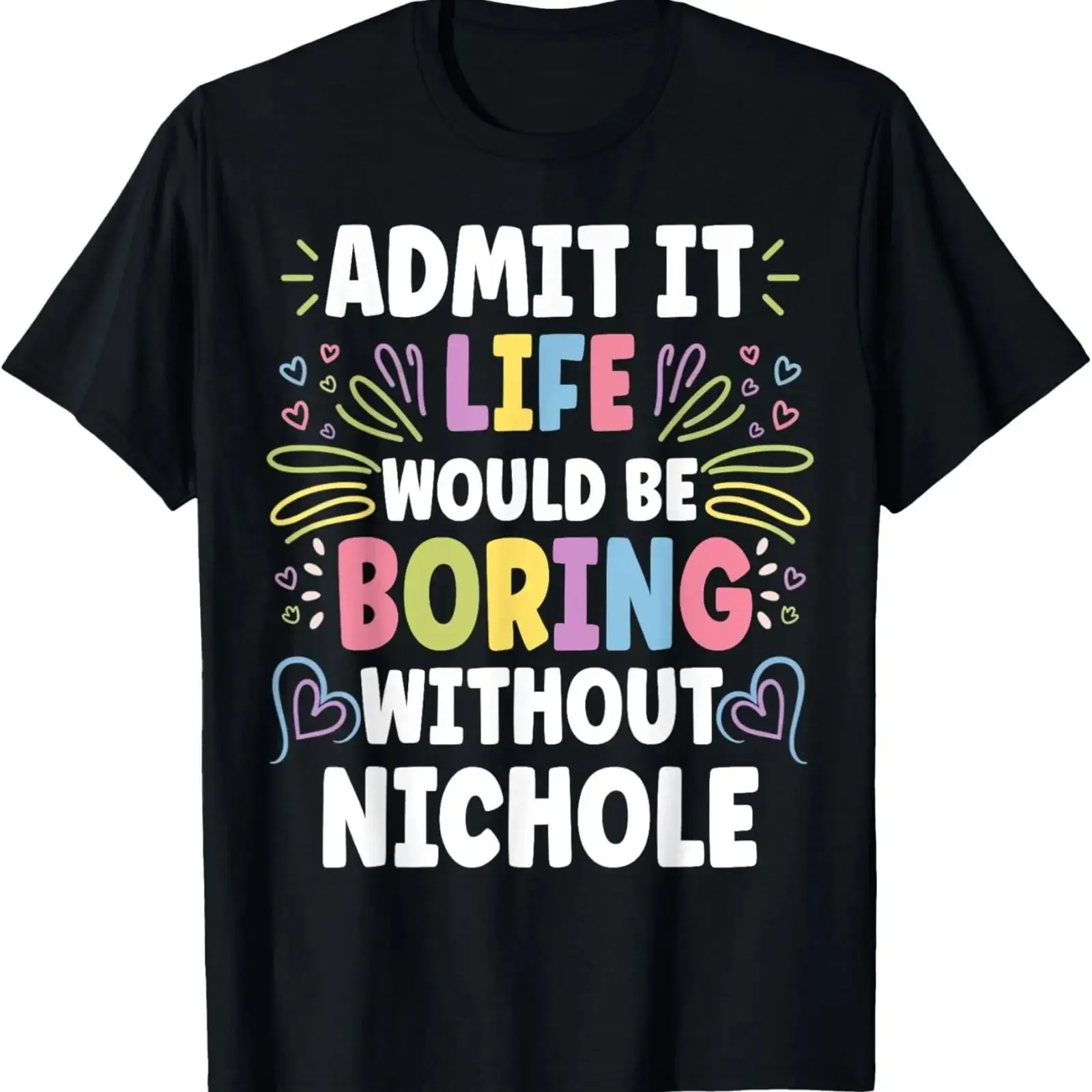 Personalized NICHOLE T shirt with name funny cute individual vintage Washed Stylish Breathable Unisex Soft Comfortable graphic