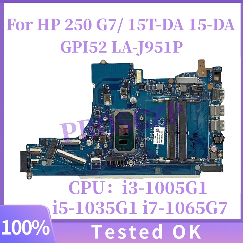 

M17755-001 M17756-601 GPI52 LA-J951P For HP 250 G7 15T-DA 15-DA Laptop Motherboard With i3-1005G1 i5-1035G1 i7-1065G7 CPU UMA