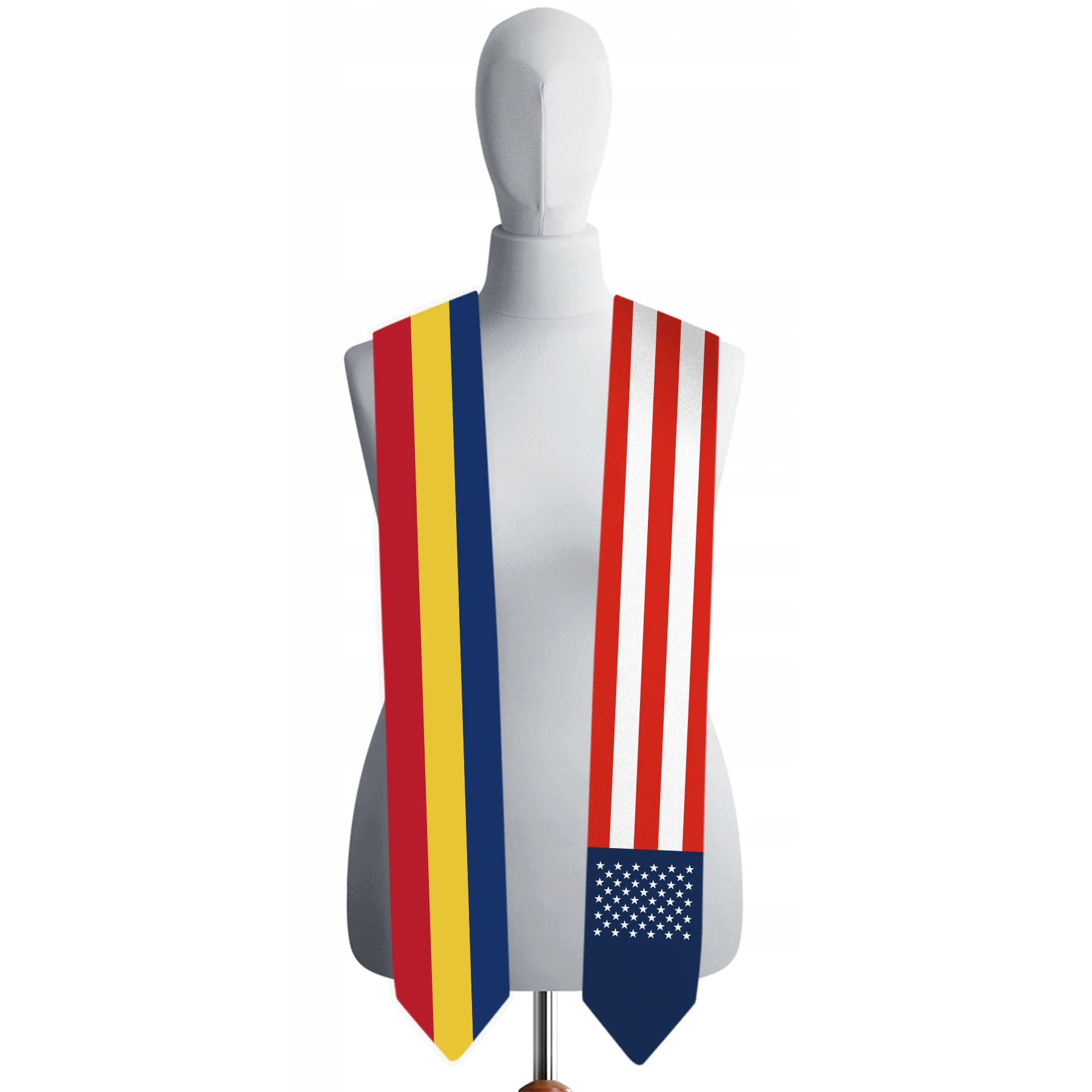 

13x180cm USA And Romania Flag Graduation Sash Bachelor Gown Accessory Graduation Sash Scarf