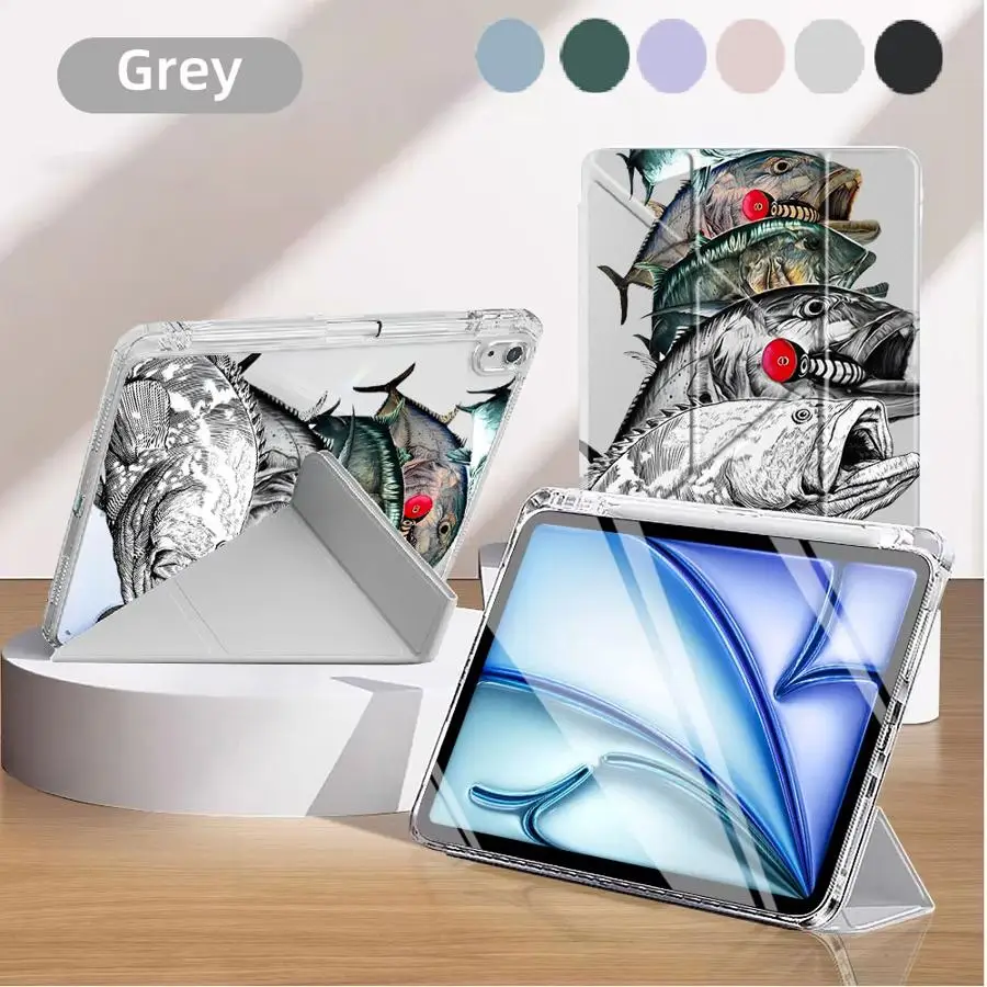 

Tablet Case For iPad 11th 10th 9th 8th 7th 12.9inch Air 4 5 M3 M2 M4 11inch Mini 6 7 Pro 2025 Holder Cover Y-Fold Creative Fish