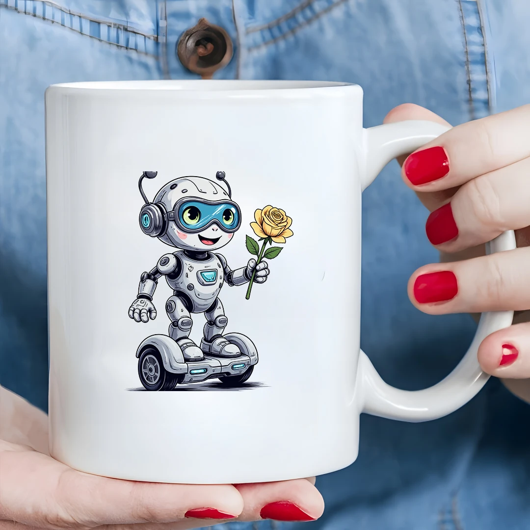 

Cartoon Robot Themed Mug 11OZ Kids Cold & Hot Drink Cup Christmas Gift Family Office Creative Cup