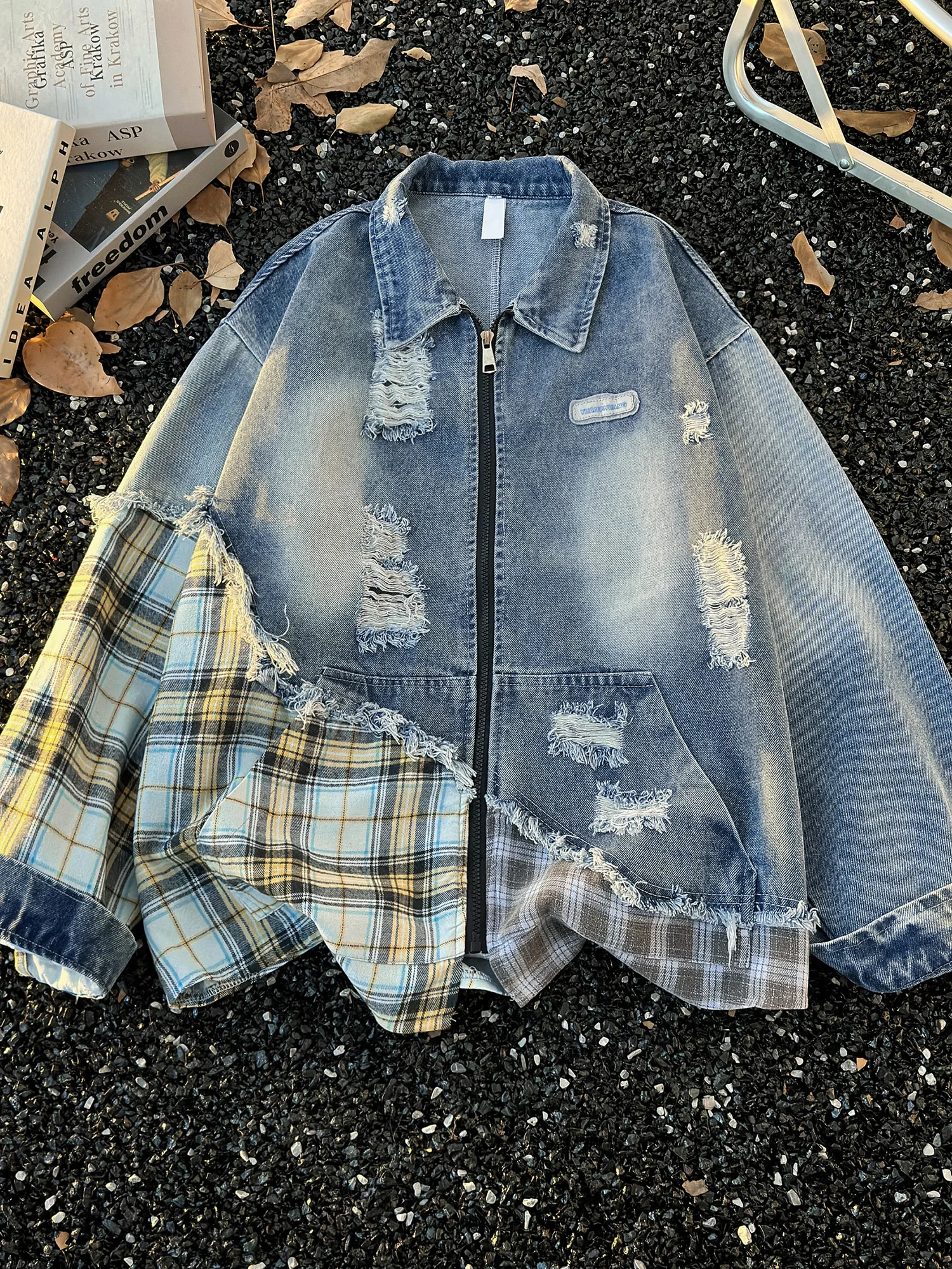 

Джинсовый тюнер для пар, весенне-осенний клетчатый длинный рукав в американском стиле, модный дизайн, повседневный свободный крой из смеси хлопка из полиэстера, длинный...