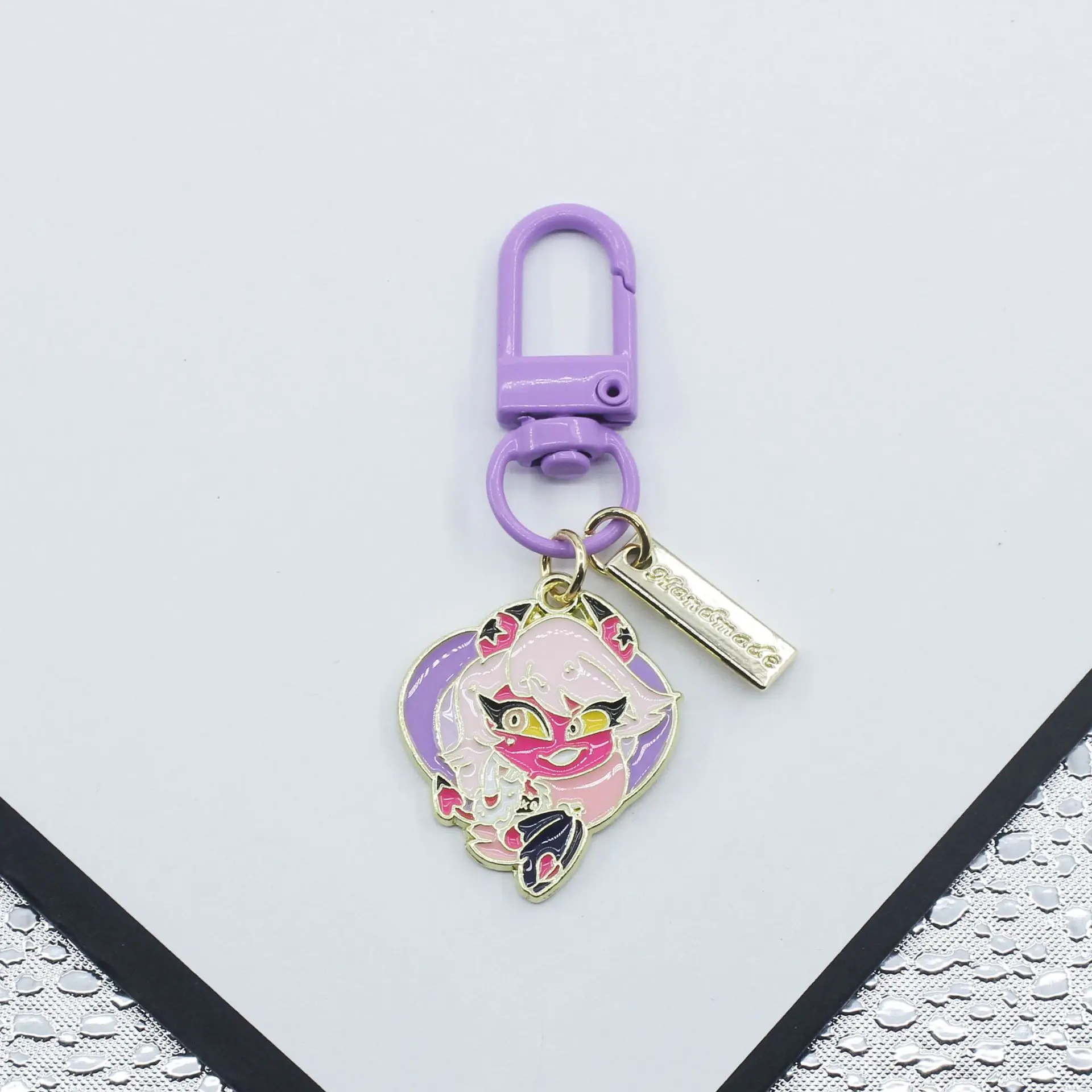 6.3CM Metal Cool golden cartoon Moxxie Helluva Boss Key Chains Irregular Loona Aesthetic Fashion Jewelry Functional Accessories