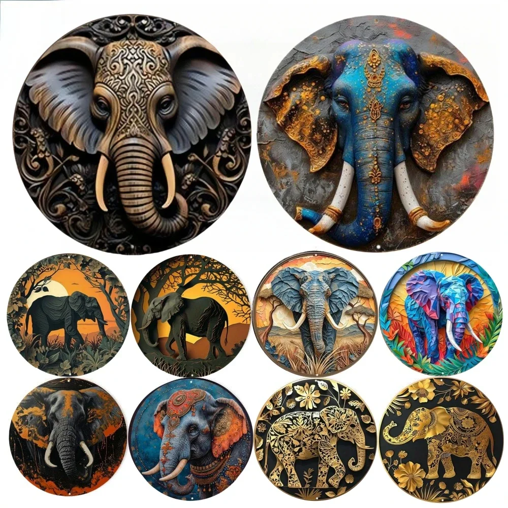 

Round Metal Aluminum Sign Art Painting Wreath Decorative Plates Entrance Decor Gift Mask Theme For Bar Club Home Room Wall Decor