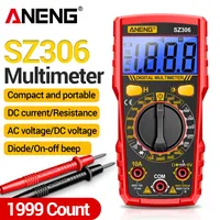 ANENG SZ306 Digital Multimeters AC/DC Voltage Testers 10A Current 1999 Counts Diode Test 20M Ohm Blue Backlit Screen Tools