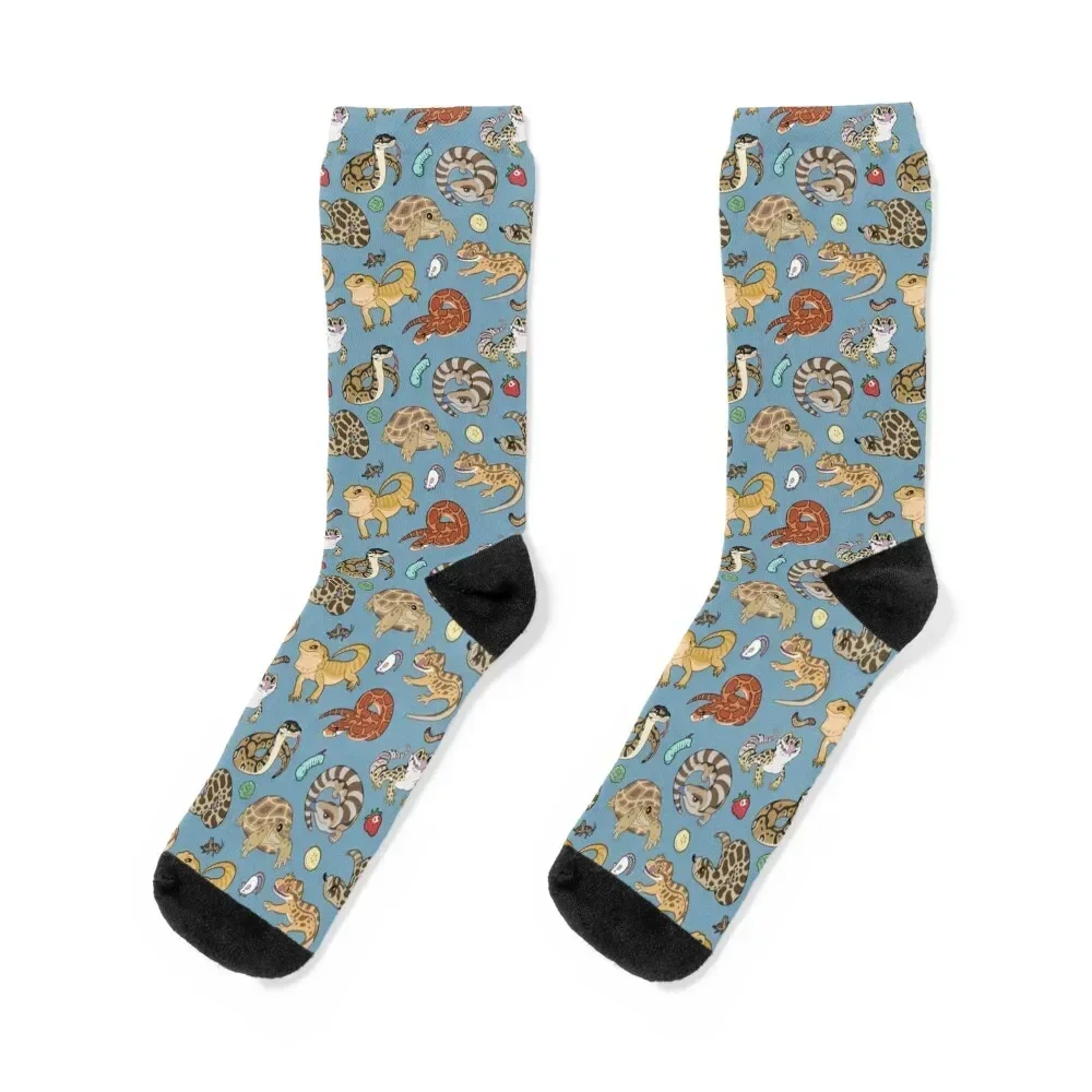 Reptile Pets Pattern - Blue Socks men cotton high quality sheer kids designer brand Socks Male Women's