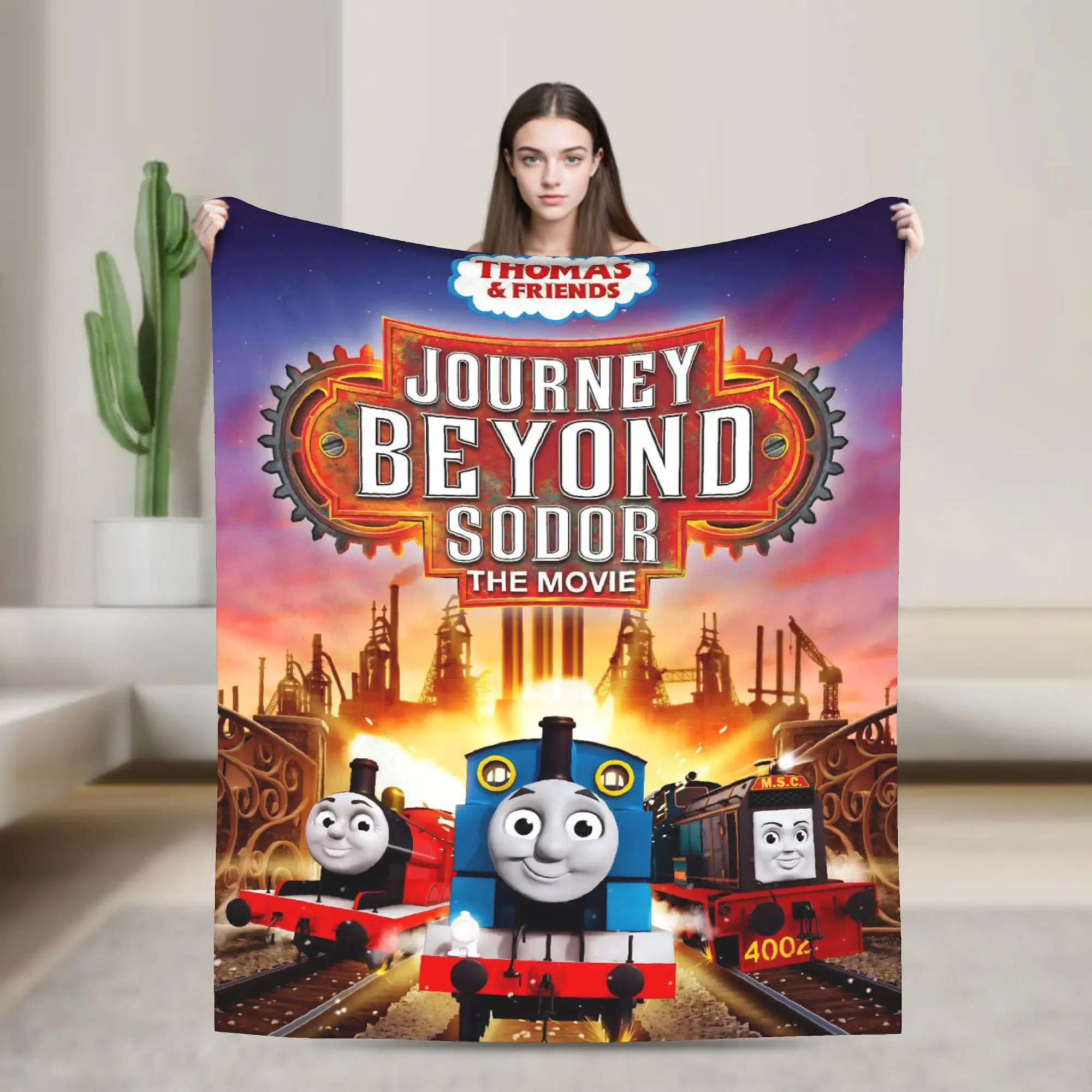 

T-thomas and Friends Blankets Flannel Cozy Lightweight Thin Throw Blankets for Bed Rug Piece