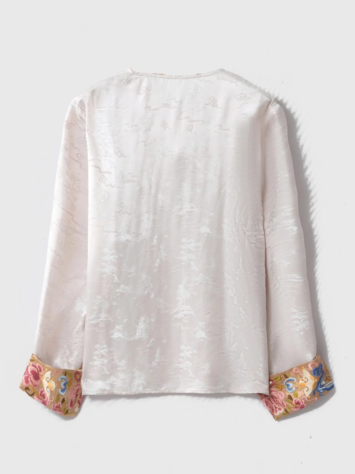 Spring Mulberry Silk New Chinese Style Classic Jacquard Satin Wide Sleeved Top Designer Luxury Women's Elegant Blouses