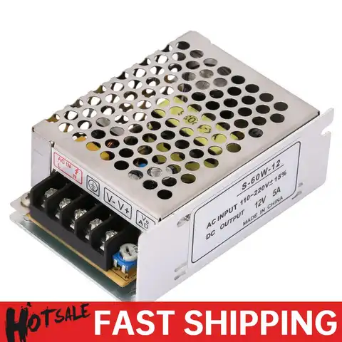 Adattatore di alimentazione 12V 5A Interruttore trasformatore di alimentazione da 60W 220 CA a 12 V CC per striscia LED