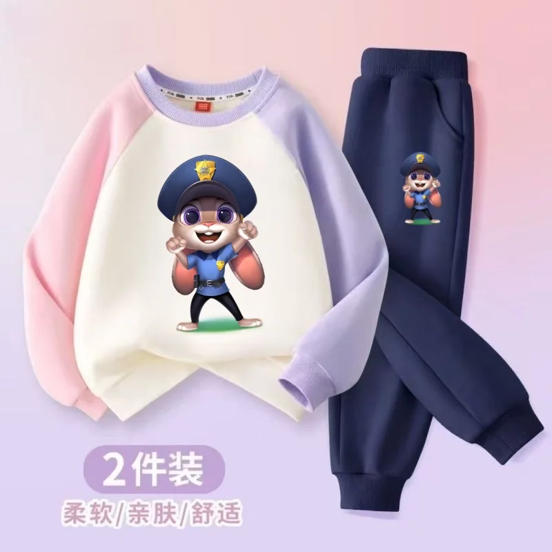 الربيع طفل الصبي الملابس مجموعة الأطفال الفتيات ديزني Zootopia 2 جودي هوبس نيك وايلد البلوز بلوزات وسراويل 2 قطعة دعوى وتتسابق #4