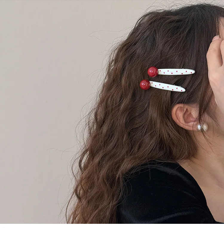 الأحمر البولكا نقطة مقاطع الشعر 2 قطعة مقاطع التمساح اللؤلؤ الحلو اشراق المشابك الفرنسية للفتيات لون البشرة الاغراء اكسسوارات #4