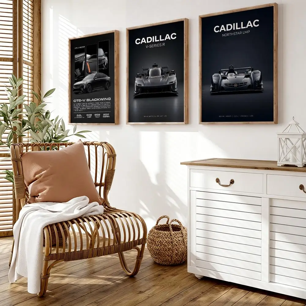 C-Cadillac Poster Wall Stickers HD Painting Self Adhesive Art Decals for Bedroom Living Room Home Decor