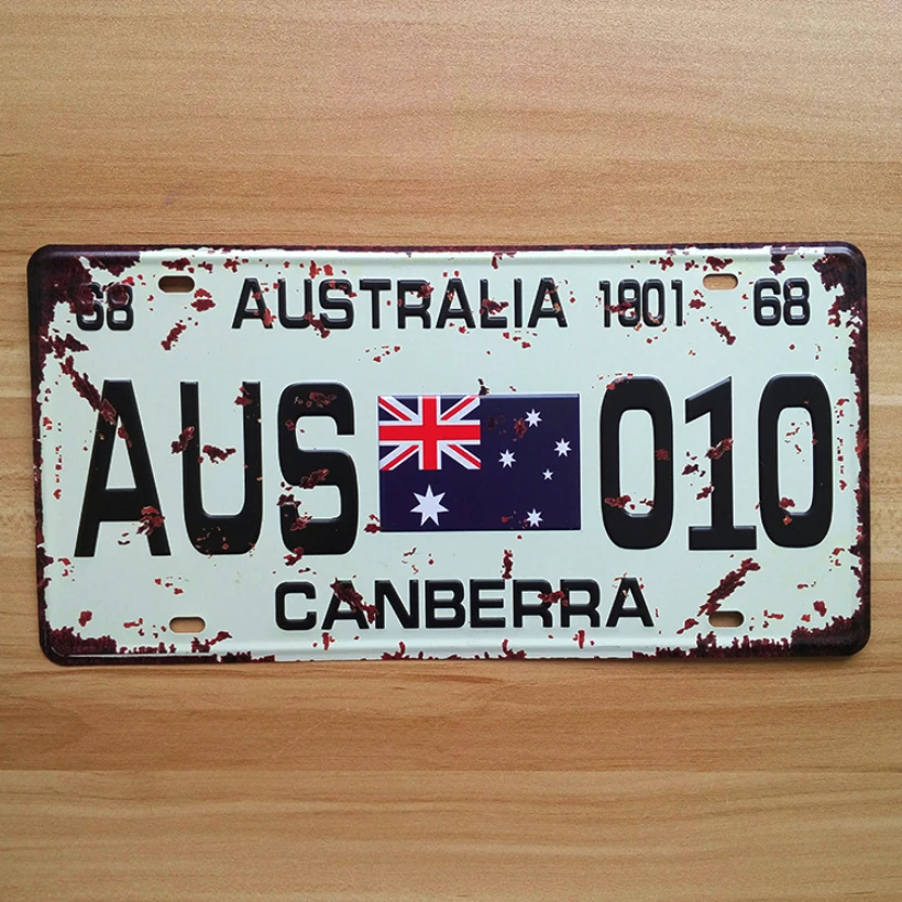 SYF-A134 Retro-Nummern schilder "Australien AUS-010 Canberra" Vintage Metall Zinn Zeichen Garage Malerei Plakette Aufkleber 15x30cm