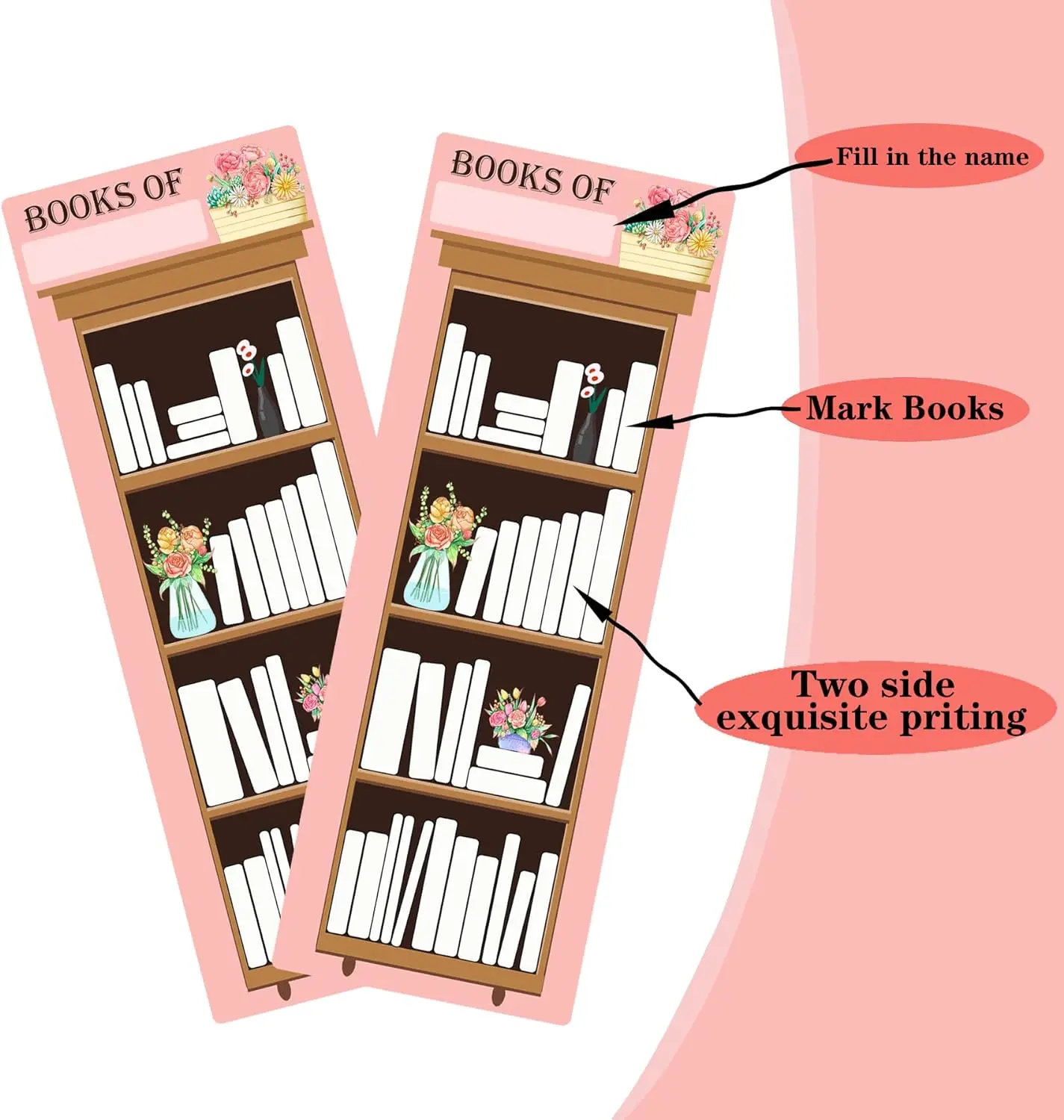 2.5 * 7 inch Double-Sided Reading Page Markers Book Marker Libraries Cards Book Tracker Bookmark Bookshelf 50Pcs