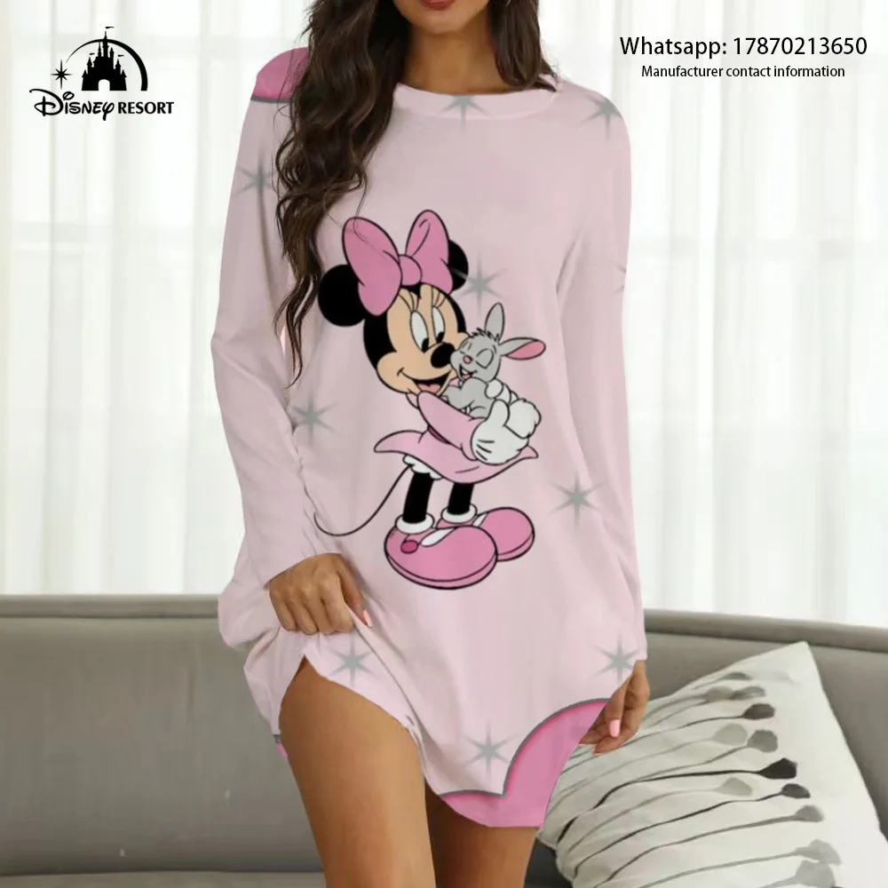 

Mickey and Minnie Cartoon Print Disney New Boho Sexy Nightclub Party Club Ladies Fashion Casual Trend Loose Homewear