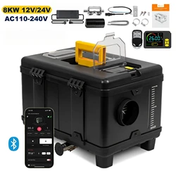 12V&24V&220V AC&DC Universal 8KW Diesel Air Heater All In One Parking Heater with bluetooth App Control For Home RV Vehicle