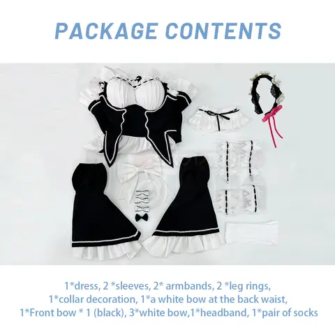HOLOUN Re:Life In A Different World From Zero Anime Rem Cosplay Kostym Peruk Lolita Piga Klänning Svart Vit Halloween Jul 6 best sales cosplay Rem - №6