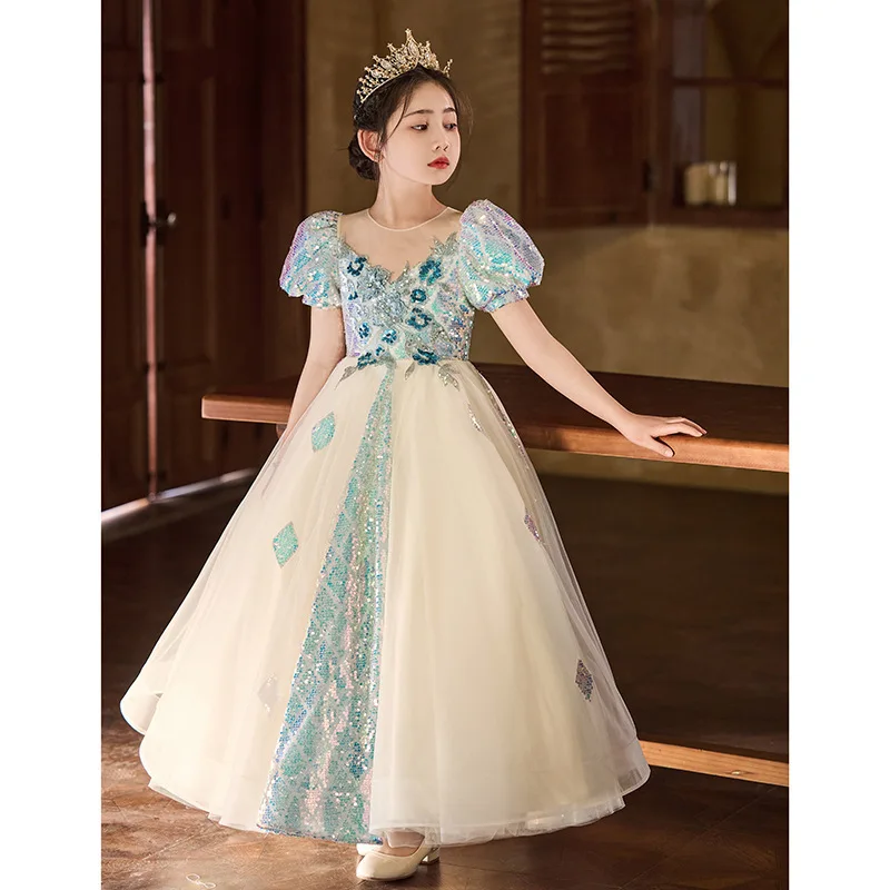 

Girls' Dress Light Luxury Niche Birthday Party Elegant Princess Dress Piano Performance Catwalk Show Costume