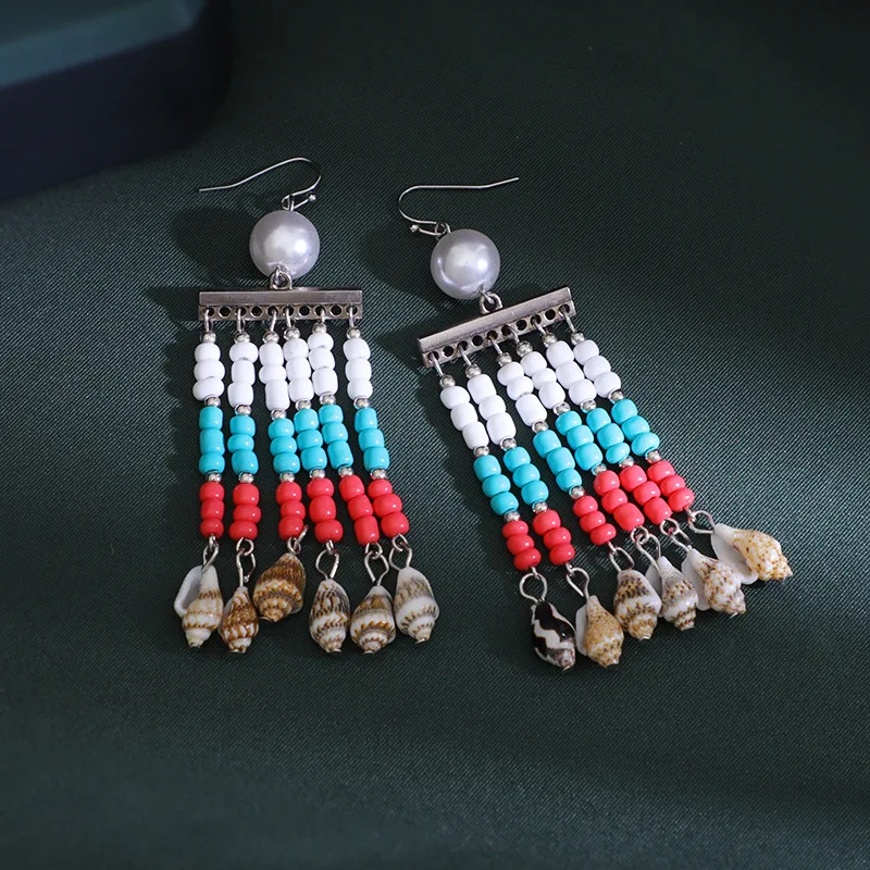 Vintage Bohemia Drop Earrings with Colored Beads Copper Suspension Goth Jewelry for Women Pendientes Trend Accessories Item
