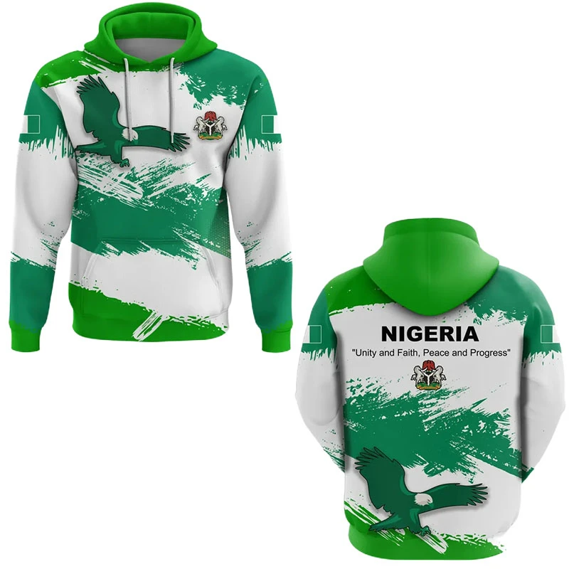 Africa Nigeria Flag Map 3D Printed Hoodie For Men Clothes National Emblem Horse Eagle Sweatshirts Hawaiian Hoody Kids Tracksuit