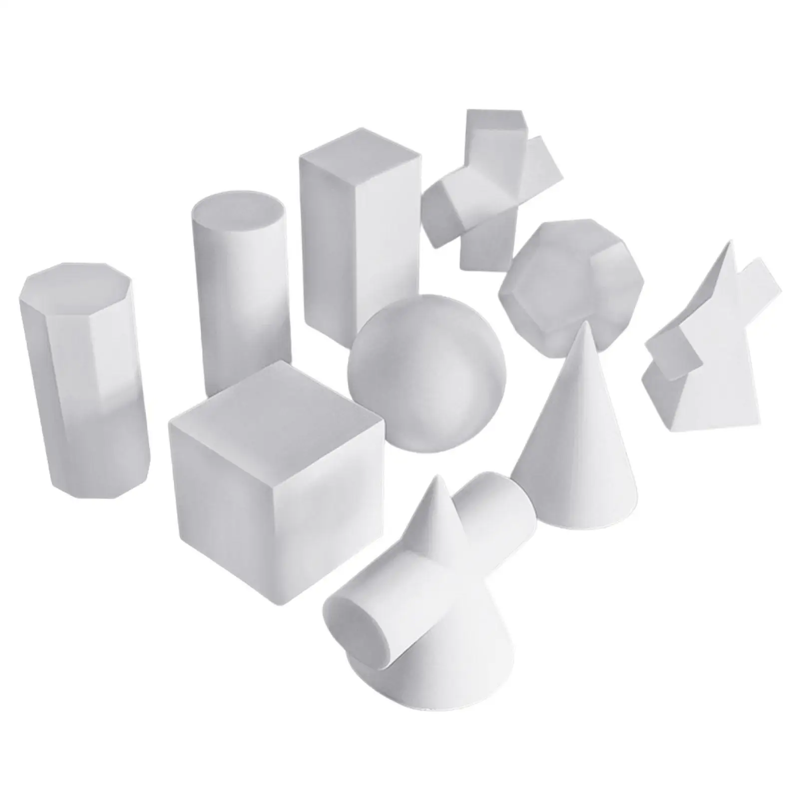 Set of 10 Mini Resin 3D Geometry Sketch Sculpture Figurines, for Sketch Art