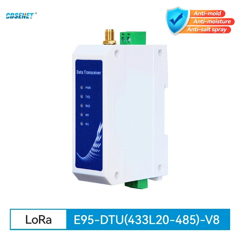 LoRa Module 433MHz RS485 Half duplex 20dBm Long Range 3km Modbus Din-Rail High Performance Wireless Data Transmission Relay LBT