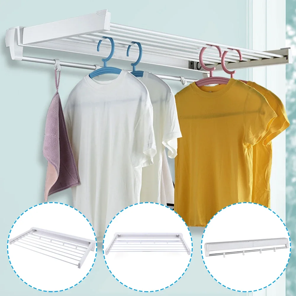 

7 Drying Rod Clothes Hanger Collapsible Wall Mounted Clothes Rack, Clothes Laundry Drying Rack For Bedroom/Bathroom