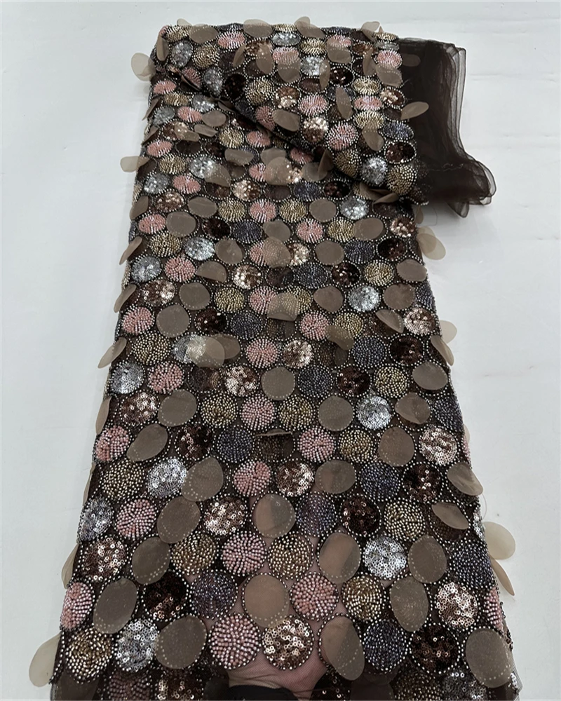 Manik-manik Afrika Mewah 2025 Payet Nigeria Kualitas Tinggi dengan Renda Mutiara Kain Renda Tulle Perancis untuk Jahit Gaun Pesta