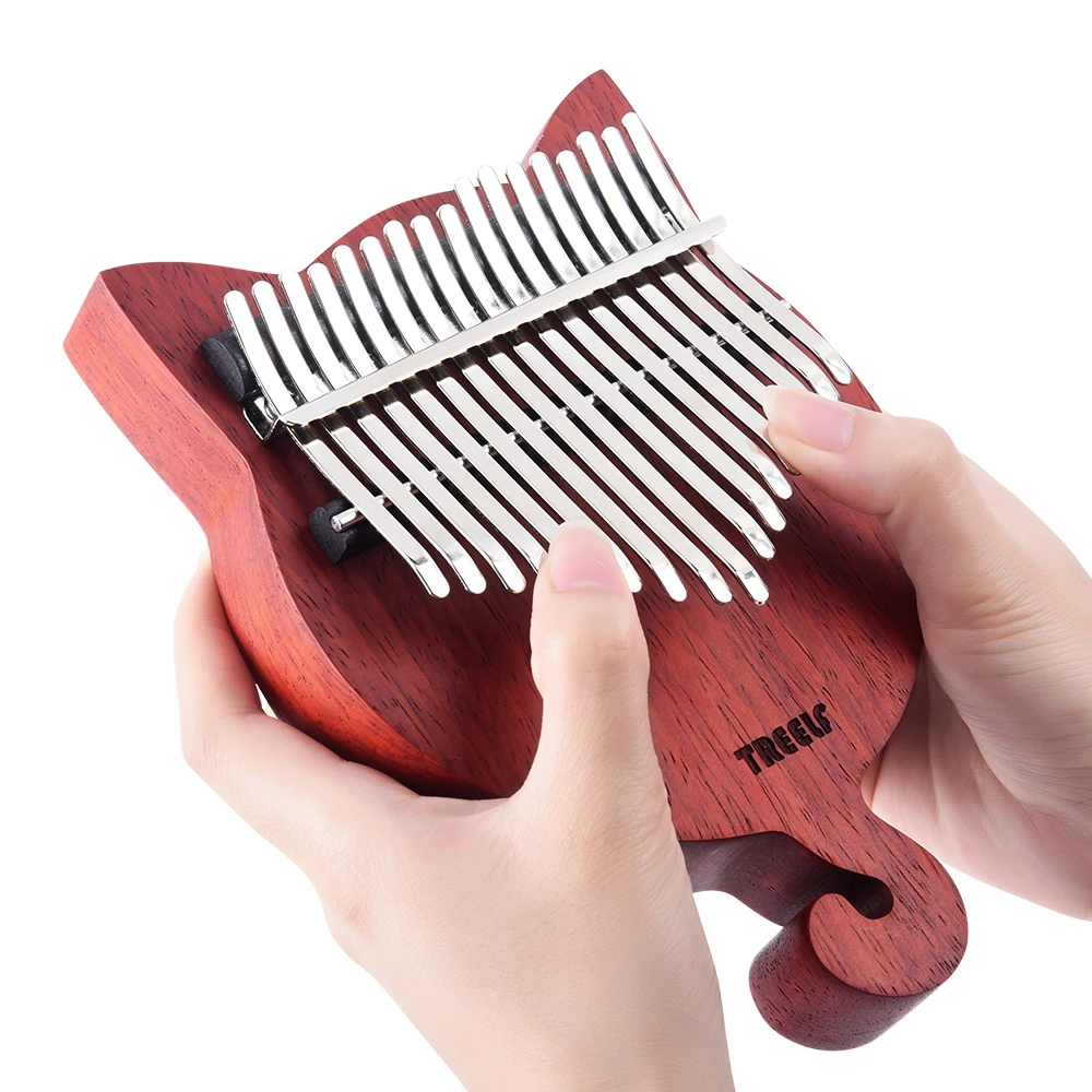 

TF-17CAT 17 Key Kalimba Solid Wood Thumb Piano Finger Piano Finger with Scale Sticker Tuning Hammer Cleaning Cloth Finger