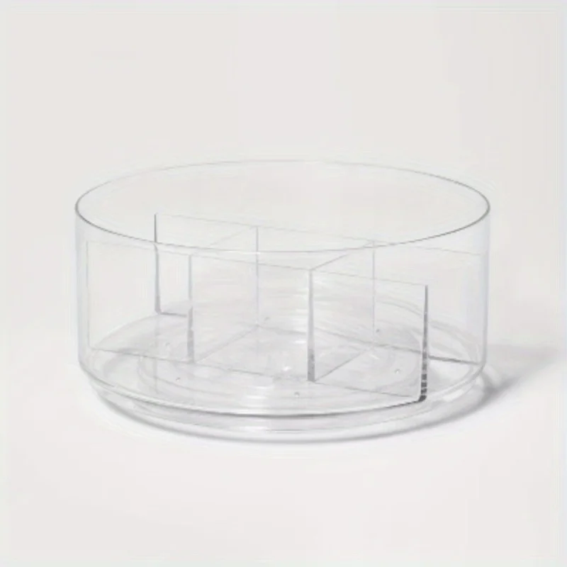 

Bathroom Plastic Rotating Turntable Beauty Storage Box Transparent - Transparent plastic design, easy to see the items inside
