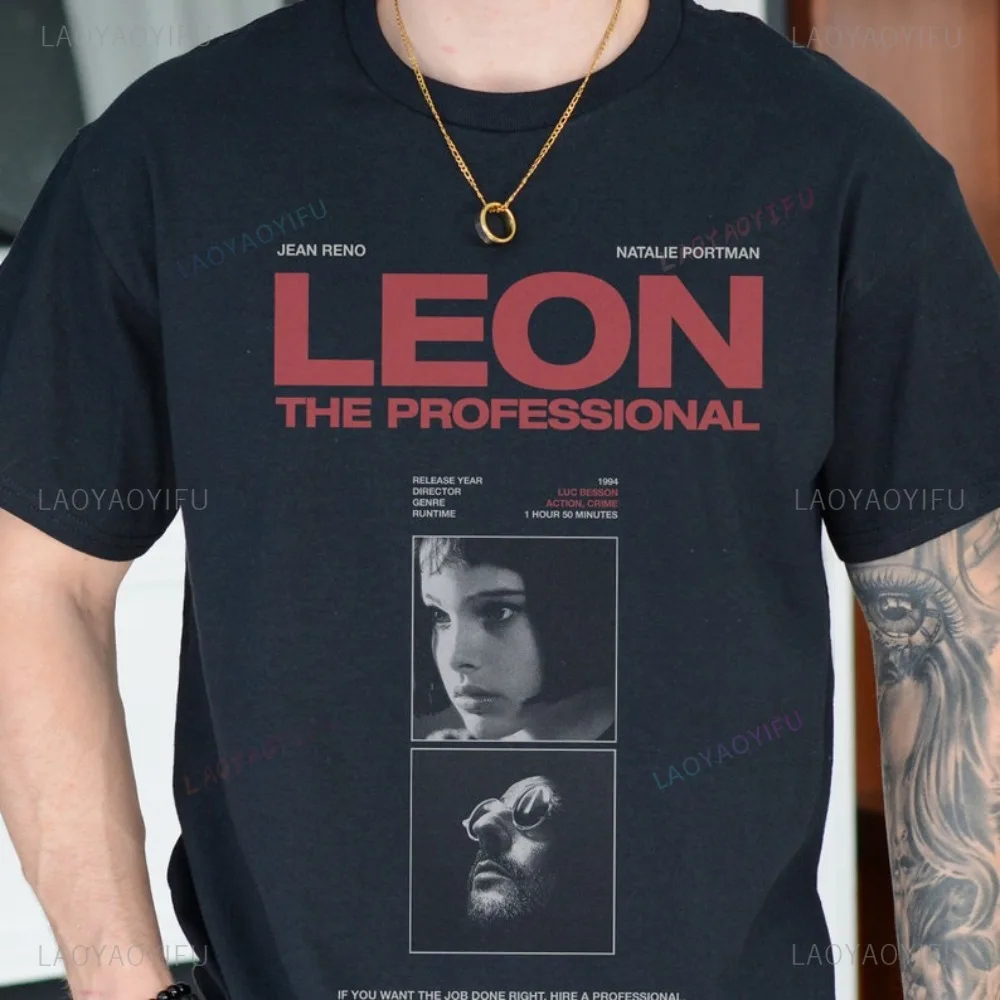 Leon The Professional T-Shirt Vintage Classic Movie Men Women Cotton Tee Action Movie Memorabilia Gift for Him Graphic Tshirt