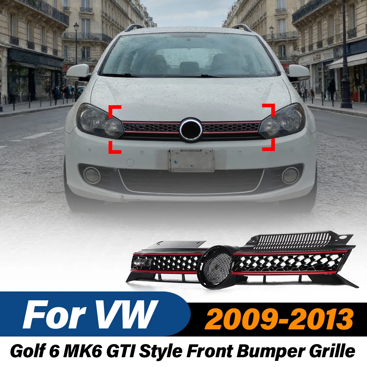 

For VW Golf 6 MK6 2009 2010 2011 2012 2013 GTI Style Front Bumper Grille Air Intake Grill Radiator Grid Car Accessories Body Kit