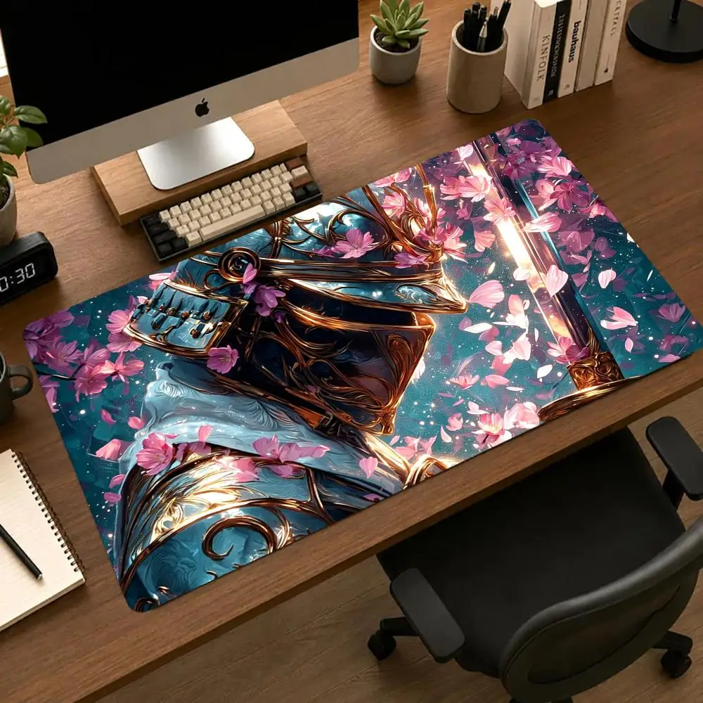 Samurai Sakura Mousepad Pc Accessories Desk Interior Gaming Mats Playmat Carpet Mouse Mat Desk Pad Office Decor Gamer Decoration