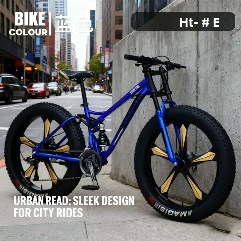 دراجة جبلية زرقاء بخمسة شفرات للطرق الوعرة مع نظام متغير السرعة وواسع للغاية 4.0 ممتص للصدمات على الشاطئ والثلج والكبار #5