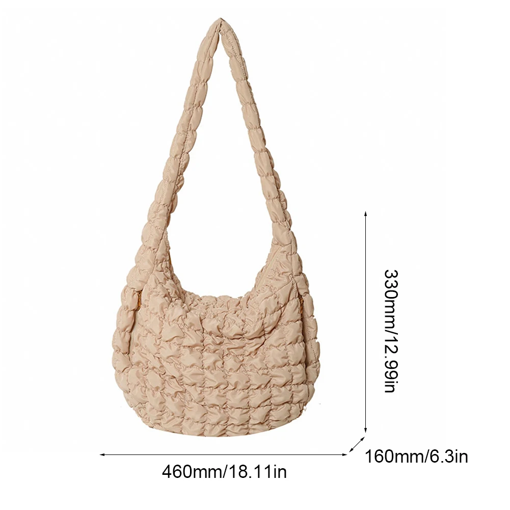 Quilted Cross Body Shoulder Bag for Women Big Capacity Puffer Down Tote Bag New Winter Puffy Bubbles Cloud Shopper Messenger Bag