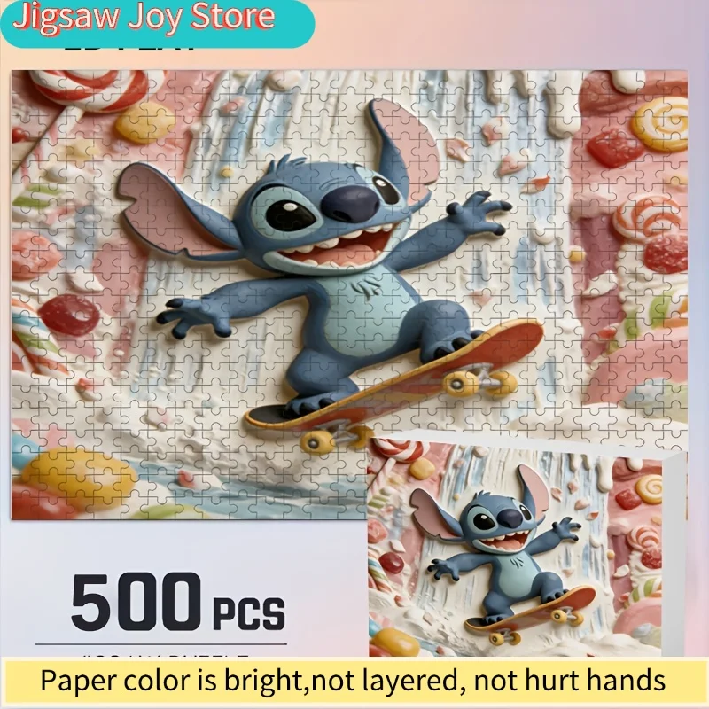 ภาพพิมพ์ตกแต่งบ้าน 2D ลายดิสนีย์ สติทช์ และมิกกี้เมาส์, ปริศนา 2D แบบแบน, ดิสนีย์, ปริศนาฝึกสมองสำหรับผู้ใหญ่, เหมาะสำหรับครอบครัว