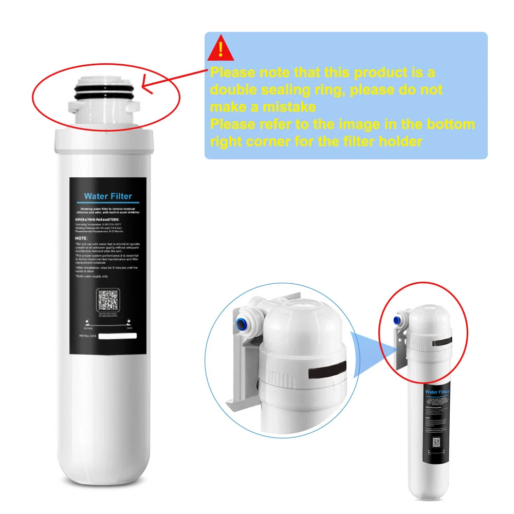 K5 2PCS Acting Calcium Carbon Water Filter For Instant Boiling (Multipurpose filter element for refrigerator under sink)