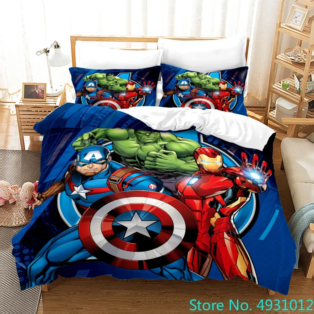 Parure de lit dessin animé Avengers My World Monster, mignon, housse de couette, taies d'oreiller, literie simple, décor de chambre d'enfant et d'adulte