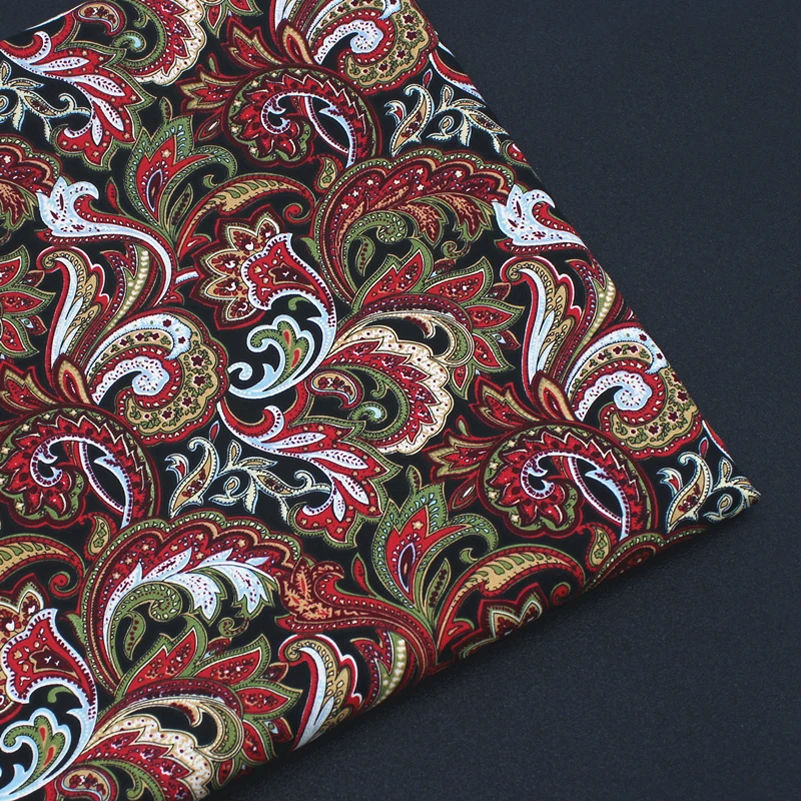 Ethnic Fabric Paisley Large Cashew Printed Poplin Cloth for Sewing Accessories DIY Handmade by Half Meter