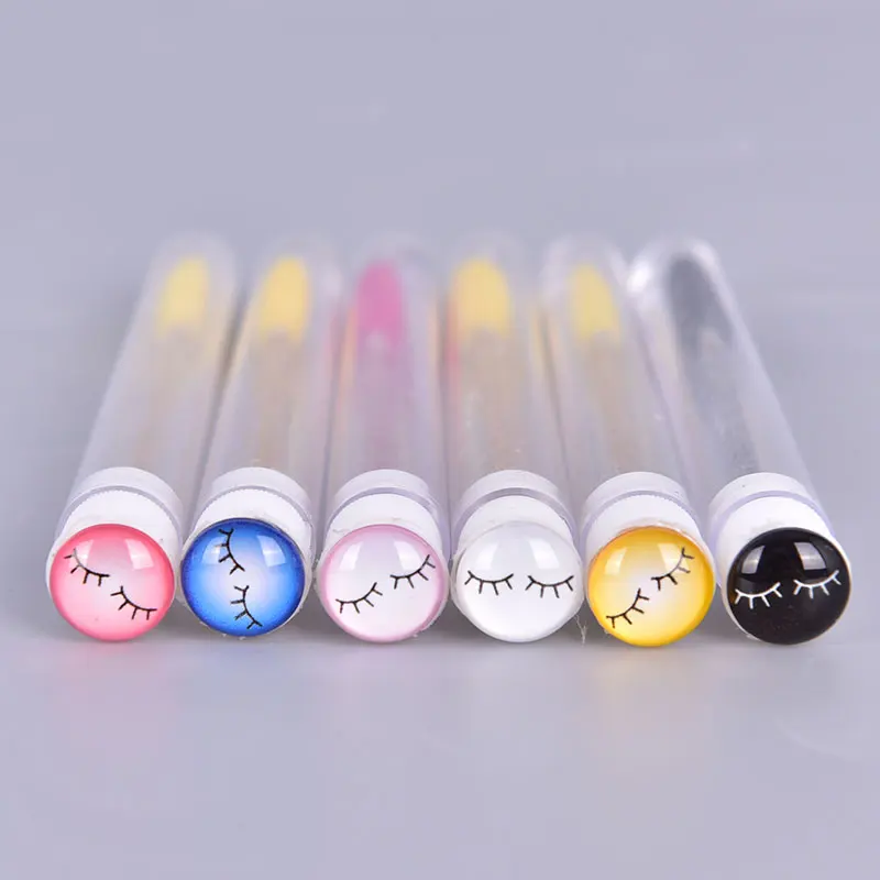 1pcs Eyelash Brush With A Cap Colorful Applicator Makeup Tool Eyelash Brush Tube Mascara Wands With Lashes On Caps Lash Wand