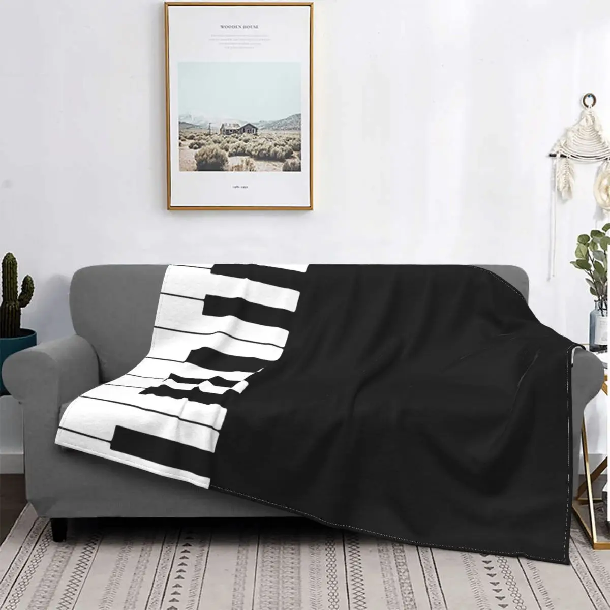 Piano Music Notes Blanket Fleece Spring Autumn Multi-function Lightweight Throw Blankets for Home Car Rug Piece