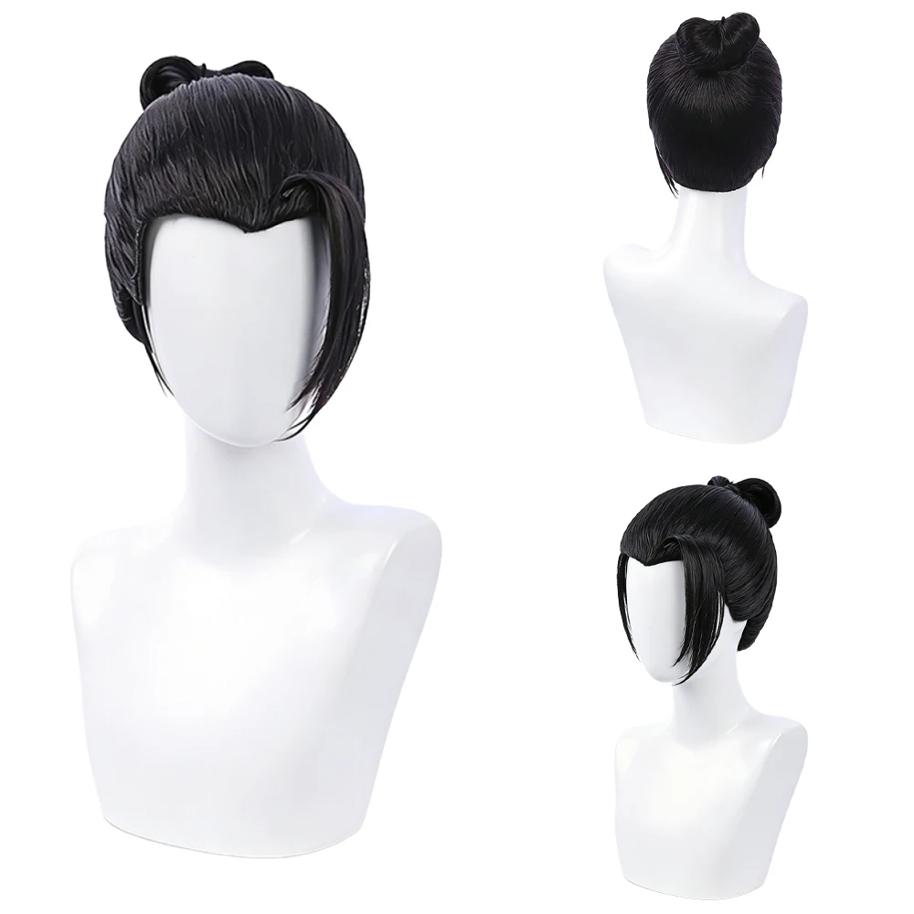 Anime Cosplay Wig Jujutsu Kaisen Geto Suguru Black Bun Wig High Temperature Resistant Synthetic Hair For Men Cosplay Party Event