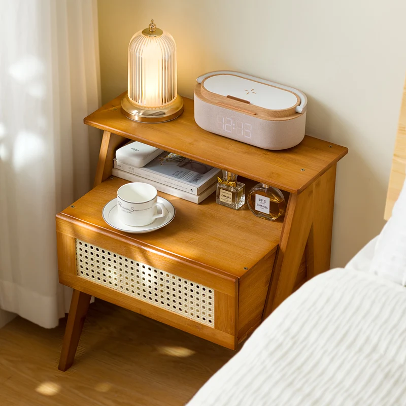 

Storage Nightstand - Minimalist Bedside Table, Solid Wood Cabinet for Small Space, Elegant Dresser Organizer