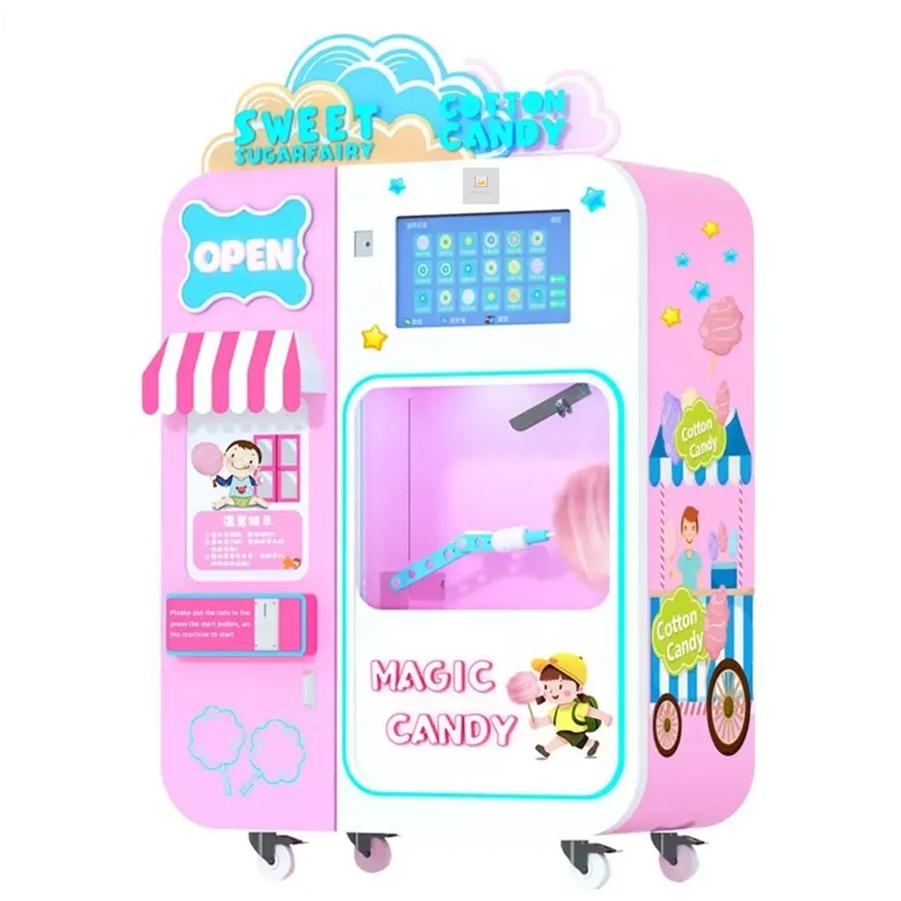 Fully Automatic Cotton Candy Machine Commercial Cotton Candy Vending Machine For Kids