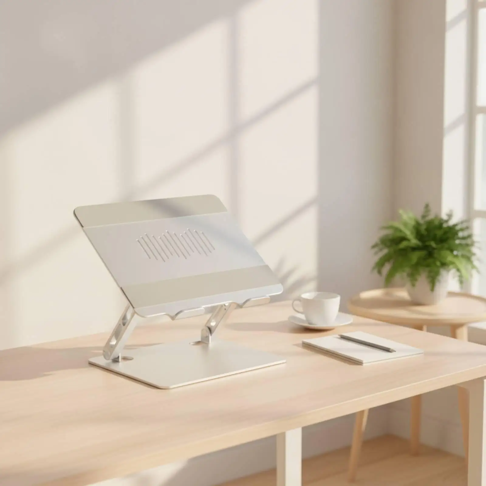 Ergonomic Foldable Laptop Stand Adjustable Metal Computer Riser with Ventilation Cutouts for Notebook Holder Desk Organization
