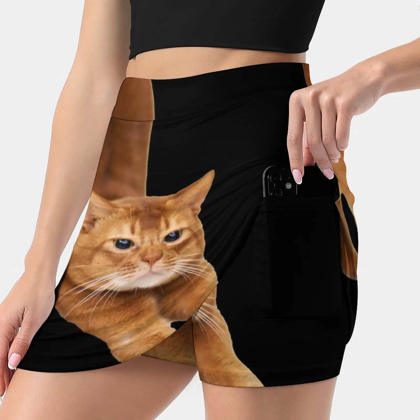 Orange Cat Stretching Skirts Woman Fashion 2022 Pant Skirt Mini Skirts Office Short Skirt Orange Cat Stretching Cat Lover Cat