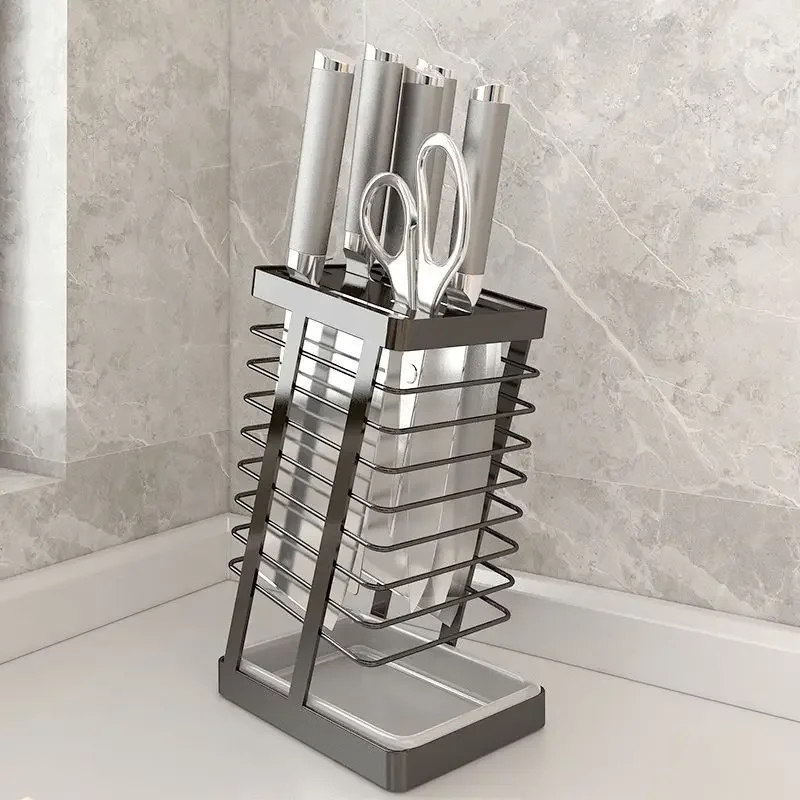 

Stainless Steel Kitchen Knife Stand Tool Holder Large Capacity Knife Tool Storage Rack Household Utility Knife Holder Organizer