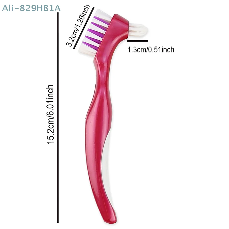 Denture Cleaning Brush Dual Heads Gum Cleaner For Men Women Multi-Layered Bristles False Teeth Brush Oral Cleaning Tools